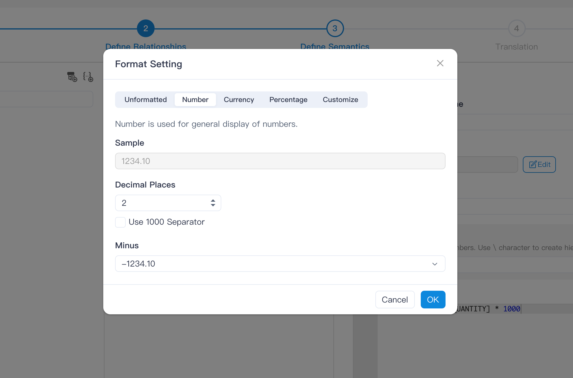 Edit measure format