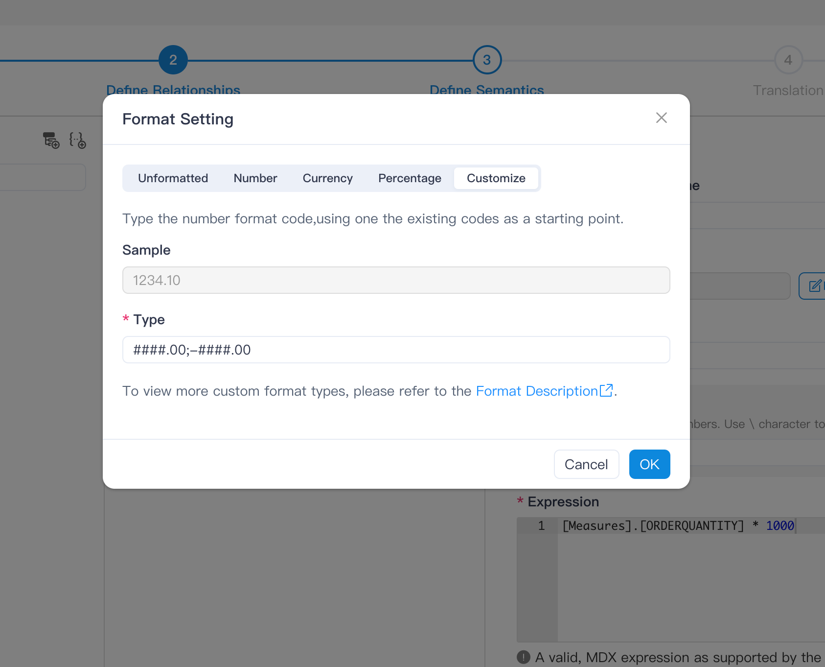 Edit measure format